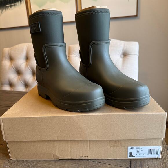 UGG Women's Size 11 Droplet Mid Rainboot Forest Night Green NEW w/Box - Picture 8 of 12